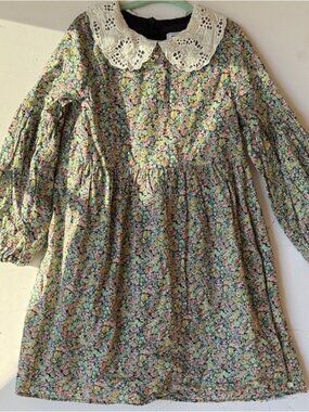 Tartine et Chocolat Floral Dress with Lace Collar.